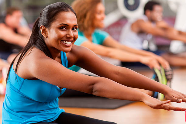 Young Indian woman in a gym stock photo