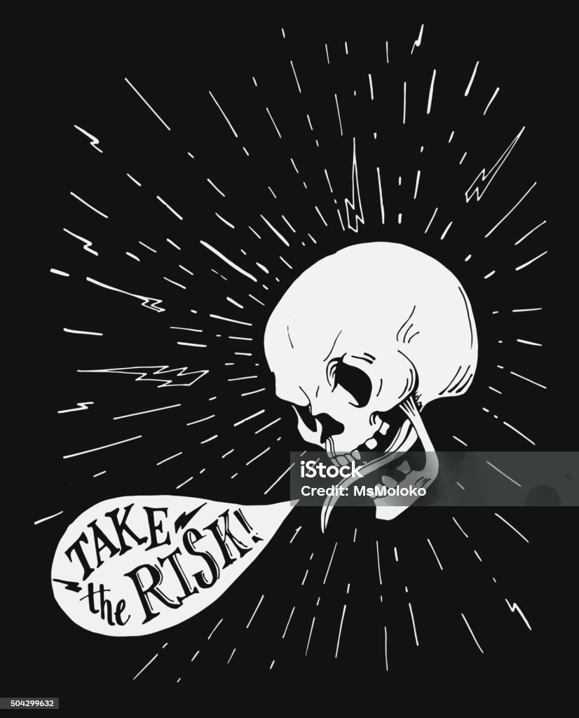 Hand Drawn Vintage Tattoo Skull With Motivational Quote About Dangerous  Stock Illustration - Download Image Now - iStock