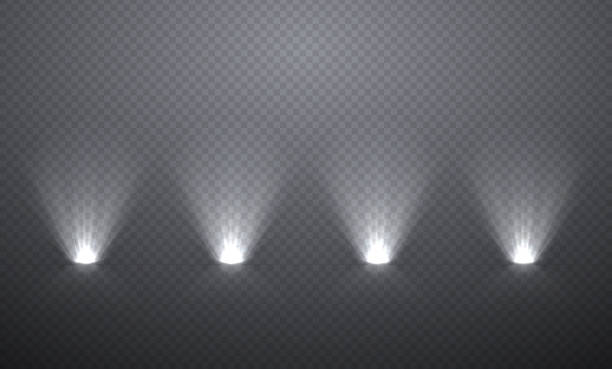 Scene illumination from below Scene illumination from below, transparent effects on a plaid dark  background. Bright lighting with spotlights. flooring stock illustrations