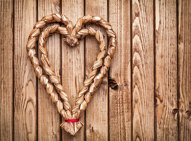 istock Handmade heart on wooden background 504302668
