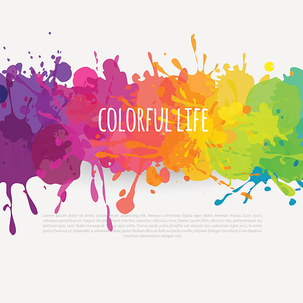 colorful banner with paint stains bright and colorful vector banner with paint stains and splatters harmonia stock illustrations