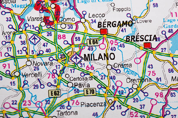 istock Map view of Milano, Italy on a geographical map 504303860