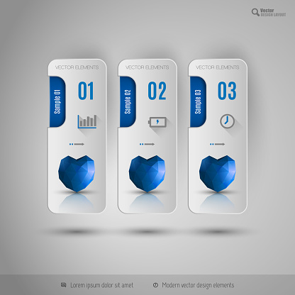 Valentine Tabs With Polygonal Heart Vector Design Elements Stock ...