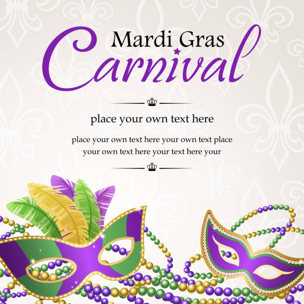 Masquerade and mardi gras beans party invitation.
