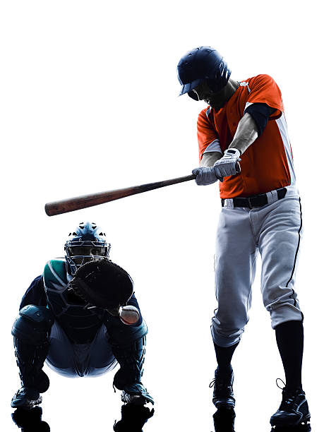 istock Men baseball players silhouette isolated 504310456