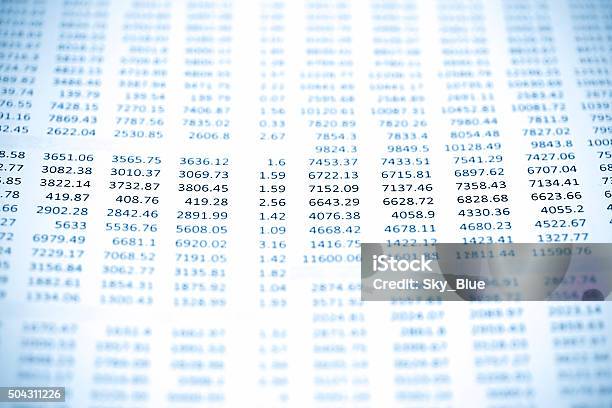 Rows Of Numbers Stock Photo - Download Image Now - Financial Figures, Number, Spreadsheet