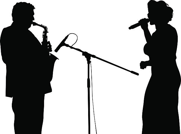 saksofon - jazz trumpet nightclub entertainment club stock illustrations