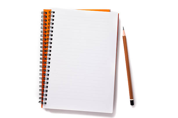 Notebook and pencil Notebook and pencil isolated on a white background. note pad stock pictures, royalty-free photos & images