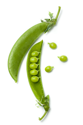 sugar snap peas on white isolated