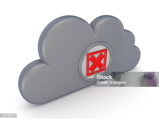 Grey Cloud And Red Cross Mark Stock Photo - Download Image Now - Cloud Computing, Mistake, Accessibility