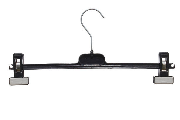 istock plastic clothes hanger with clips in black 504313713