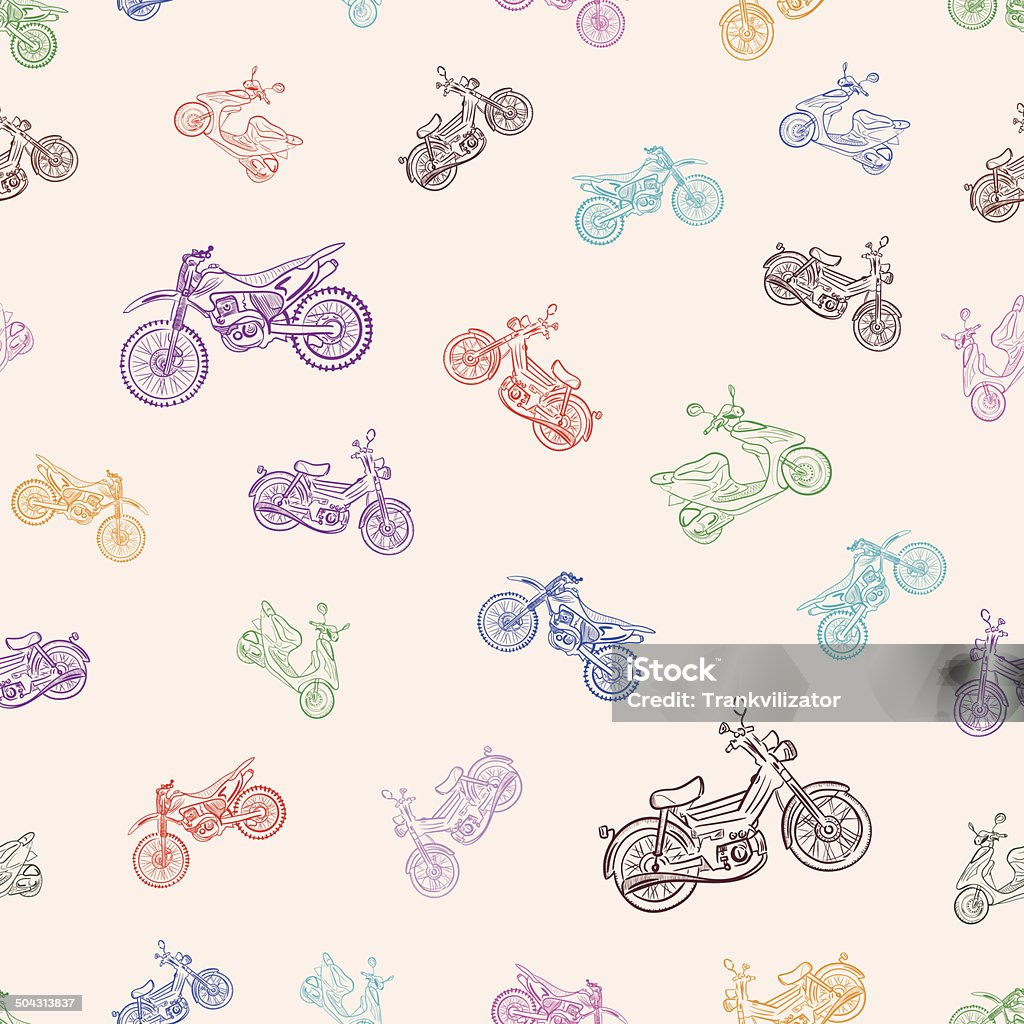 Seamless texture with mopeds Seamless texture with color mopeds and scooters Computer Graphic stock vector