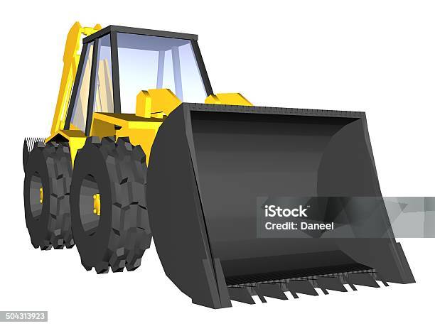 Yellow Digger Stock Photo - Download Image Now - Agricultural Machinery, Backhoe, Bulldozer