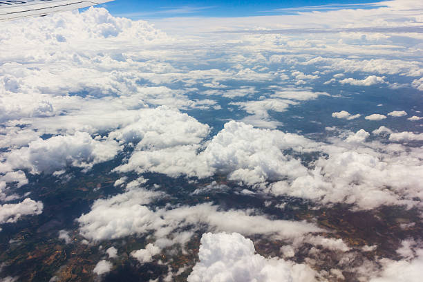istock Blue sky with clouds on the airplan 504314475