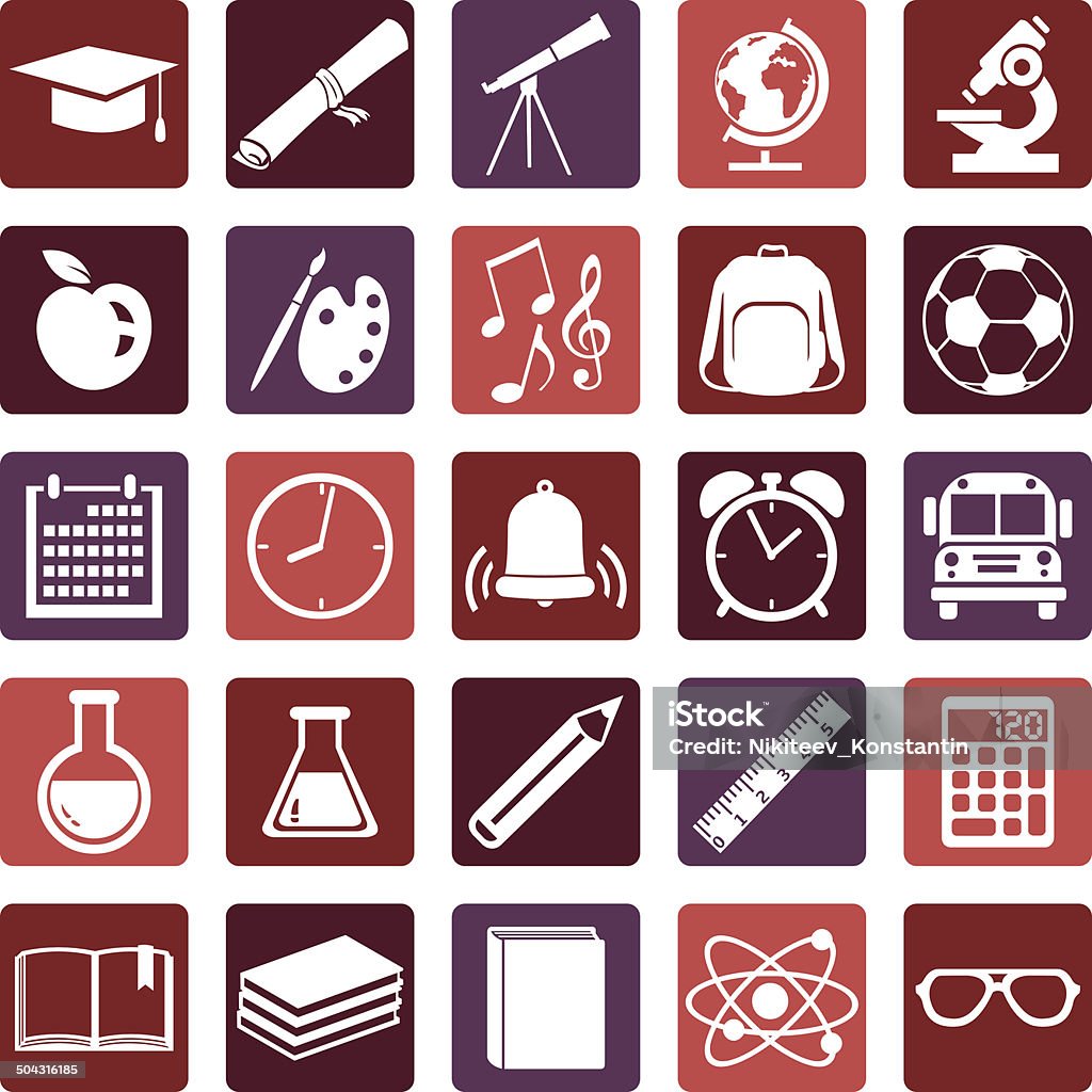 Vector Set de 25 iconos de la escuela. - arte vectorial de Ciencia libre de derechos