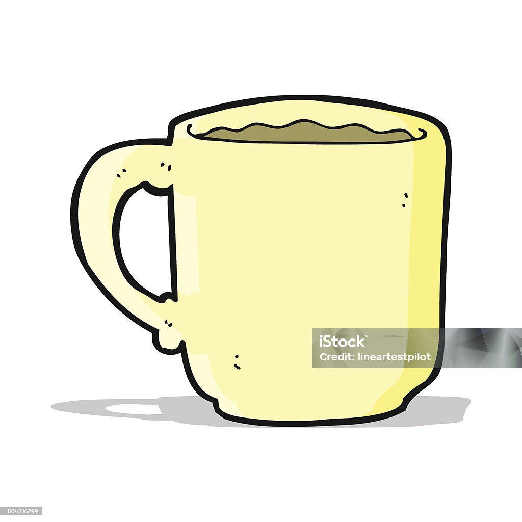 Historieta con una taza de café - arte vectorial de Alegre libre de derechos