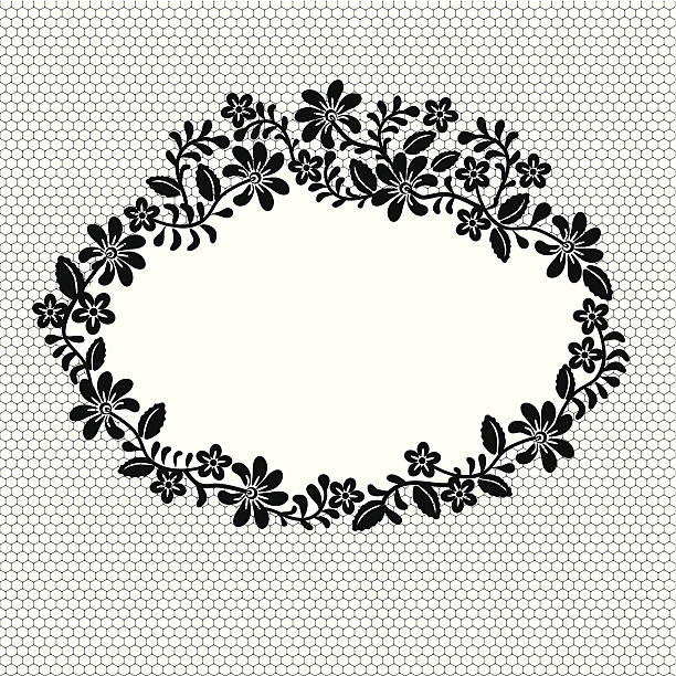 lace frame Invitation, wedding or greeting card with lace frame lace black lingerie floral pattern stock illustrations