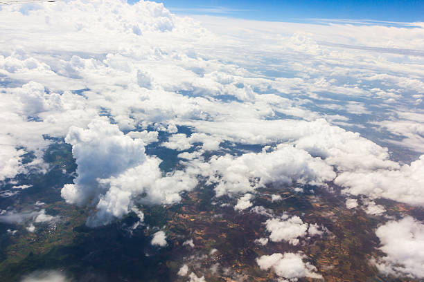 istock Blue sky with clouds on the airplan 504316913