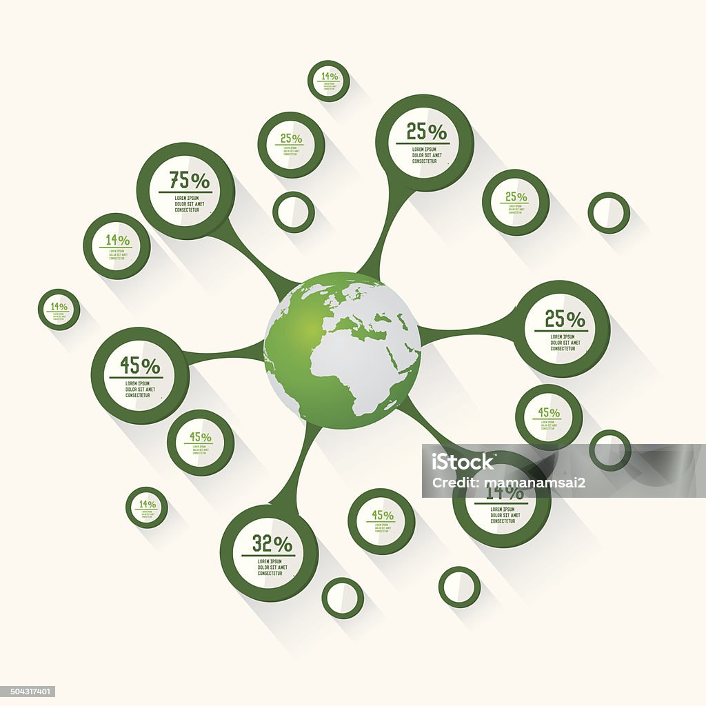 Global Infogrphics diseño sobre fondo blanco verde, vector - arte vectorial de Abstracto libre de derechos