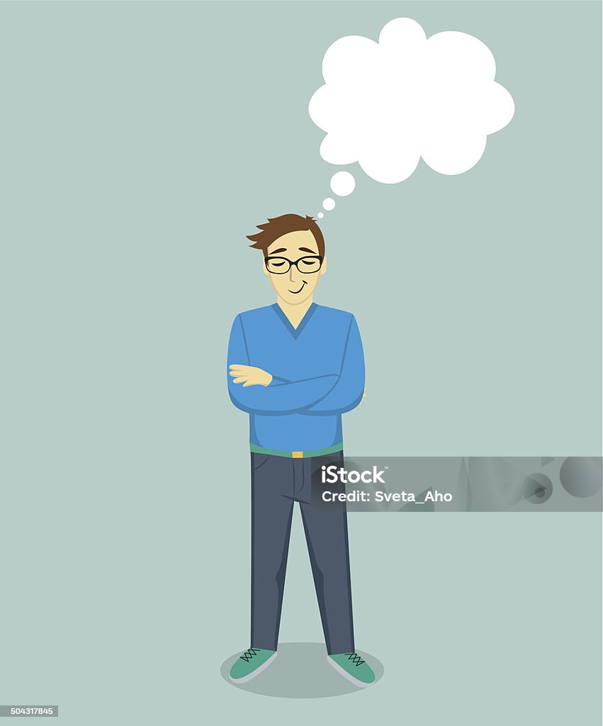 dreaming man Staying dreaming man with thought bubble. Vector illustration Adult stock vector