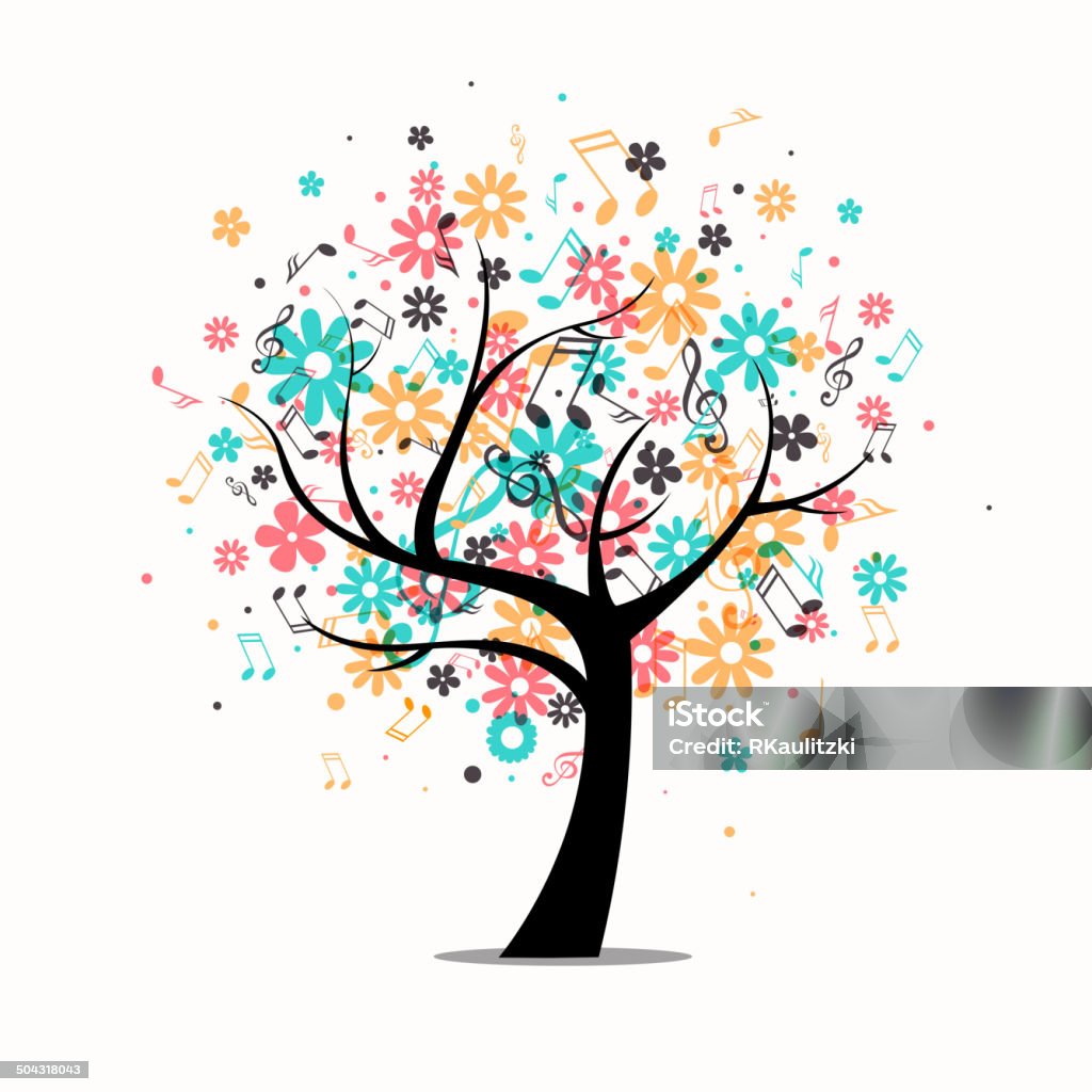 Vector abstracto árbol - arte vectorial de Primavera - Estación libre de derechos