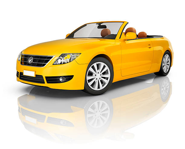 Original Red 1966 Mustang Convertible. Clipping Path on Vehicle. 