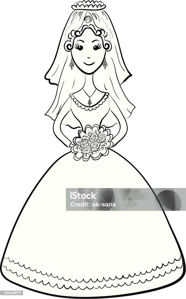 Невеста в Свадьба платье, подчеркивает - Векторная графика Белый роялти-фри