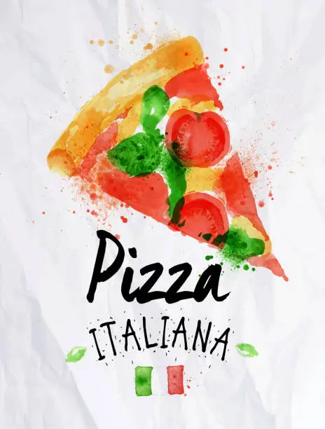 Vector illustration of Pizza watercolor pizza italiana