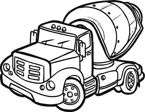 Cartoon concrete mixer. Border Illustration of a Cartoon concrete mixer. Border mixing cement stock illustrations