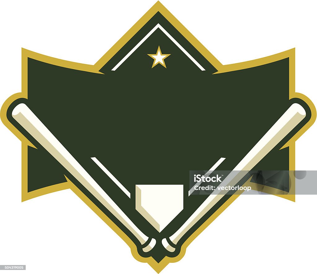 Baseball Diamond with Crossed Bats This baseball diamond logo is perfect for your baseball team, league or tournament. Customize with your own colors and text. Baseball - Ball stock vector
