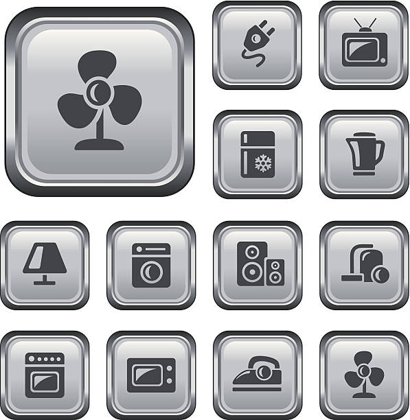 Home electronics buttons vector art illustration