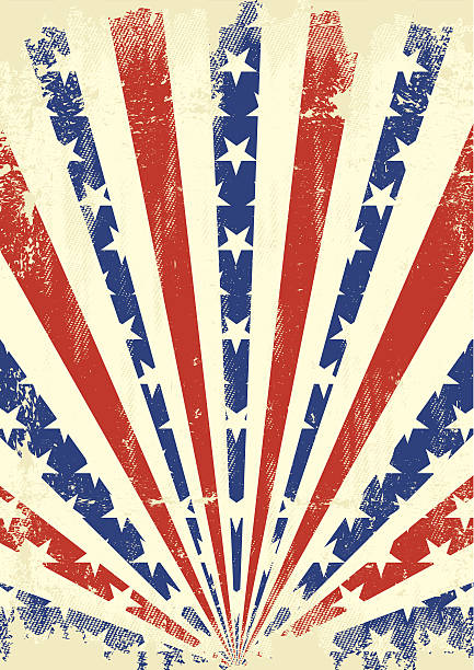 gebürstetes sonnenstrahlen usa - old american flag patriotism obsolete stock-grafiken, -clipart, -cartoons und -symbole