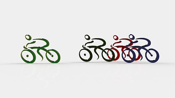 istock 3d white people racing cyclist , isolated white background 504320233