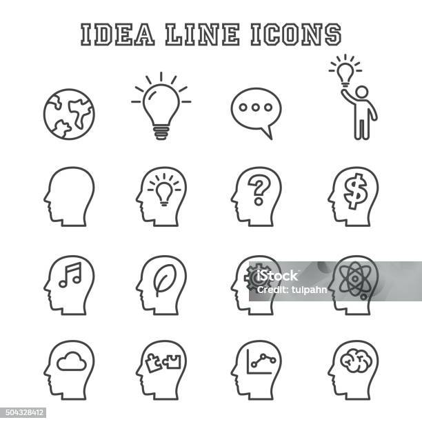 Ilustración de Idea De Iconos y más Vectores Libres de Derechos de Bombilla - Bombilla, Signo de interrogación, Ideas