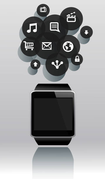 Smartwatch con icone web - illustrazione arte vettoriale