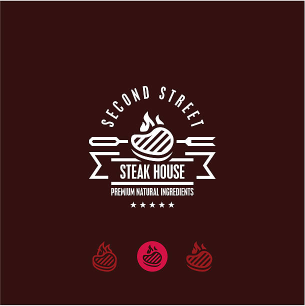steak house logo, steak icon steak house logo, steak icon, bbq, grill menu steak stock illustrations