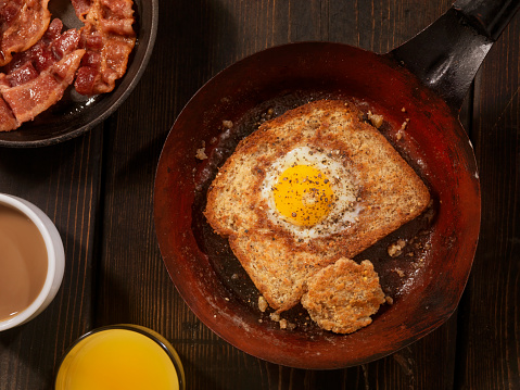 Sunny side up Egg in a hole with Bacon-Photographed on Hasselblad H3D-39mb Camera