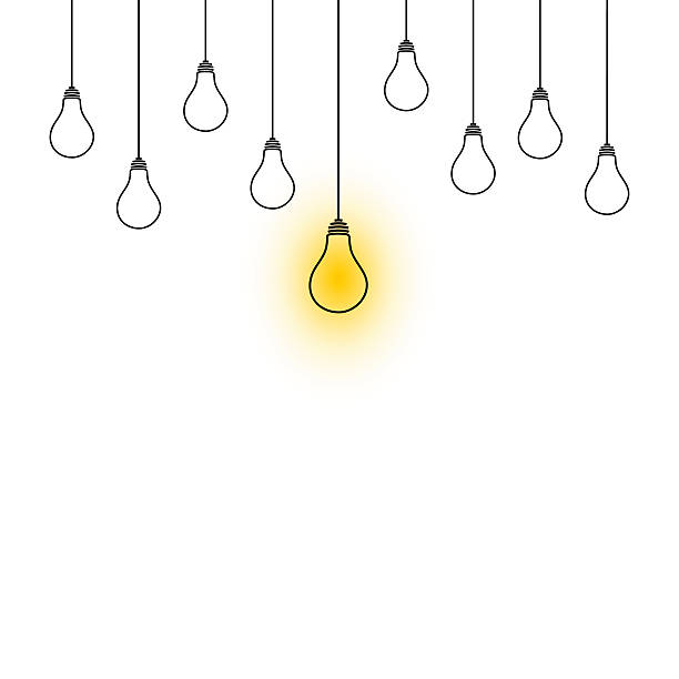 Light bulbs hanging down illustration on white background vector art illustration