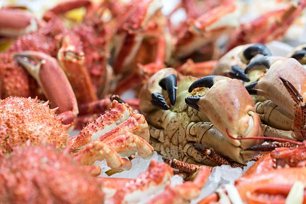 istock Fresh seafood at the bazaar covered with ice 504334272