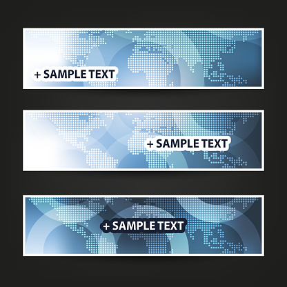 Rmap Header Web Design Elements Header Designs With World Map Stock Illustration ...