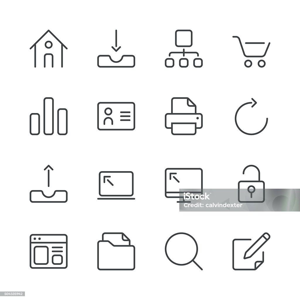 Internet and Website Icons set 1 | Black Line series Set of 16 professional and pixel perfect icons ready to be used in all kinds of design projects. EPS 10 file. Icon Symbol stock vector