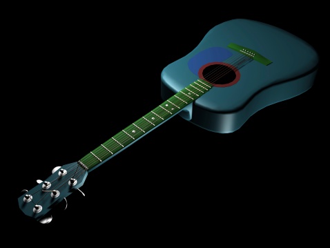 Illustration of a blue guitar