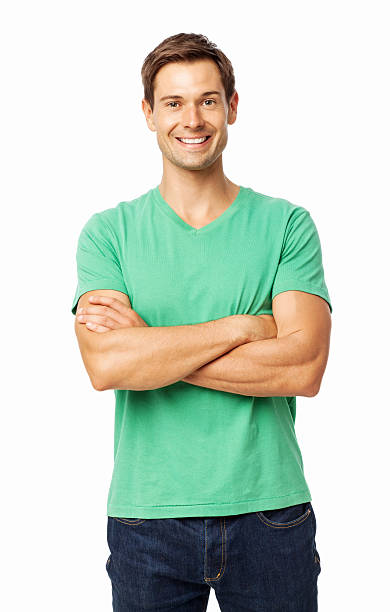 istock Happy Young Man Standing Arms Crossed 504337591