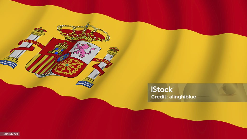 Spain Waving national flag of Spain Blowing Stock Photo