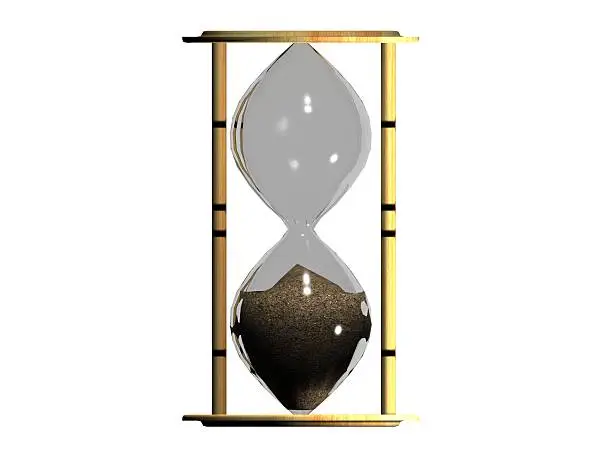 Illustration of an hourglass: The time is up!