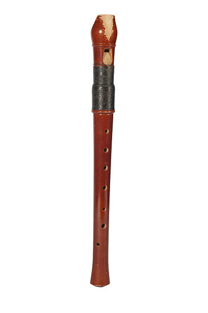 istock Dark brown wood flute isolated on white background 504337875