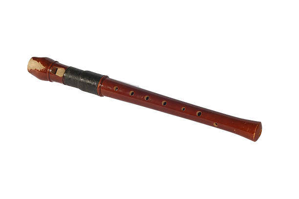 istock Dark brown wood flute isolated on white background 504337879