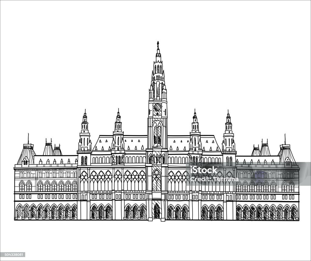 Monumento austríaco.  Edificio de ayuntamiento de Viena, Austria - arte vectorial de Viena - Austria libre de derechos