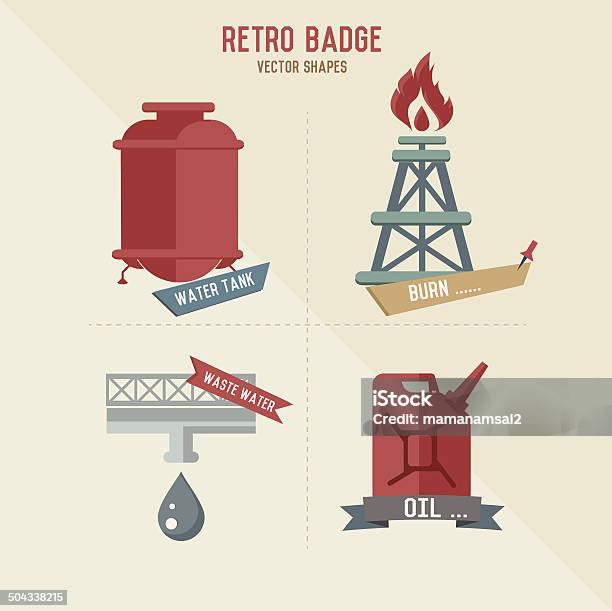 Oil And Refinery Symbol Retro Designvector Stock Illustration - Download Image Now - Abstract, Barrel, Curve