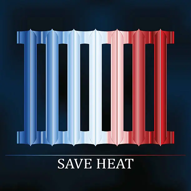 Vector illustration of Save heat colored radiator illustration